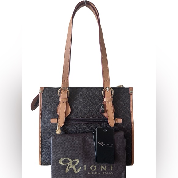 Rioni | Bags | Rioni Moda Italia New Elegant Black And Tan Tote ...